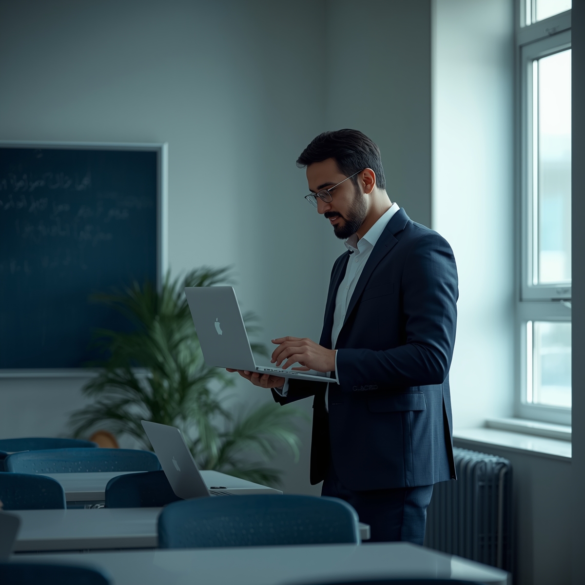 مدیر مدرسه در حال ارسال اطلاعیه‌ها از طریق مدگرام